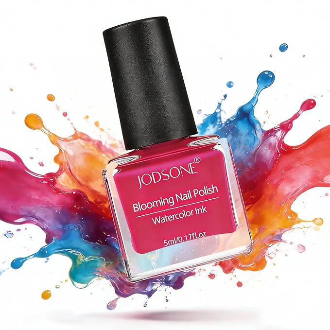 JODSONE Marble Nail Polish, Blooming Gel Marble Ink for Nails 12 Colors Blue Purple Pink Ink Magic Watercolor Blooming Marble Effects Gel Nail Polish at Home DIY Nail Art Flower Design