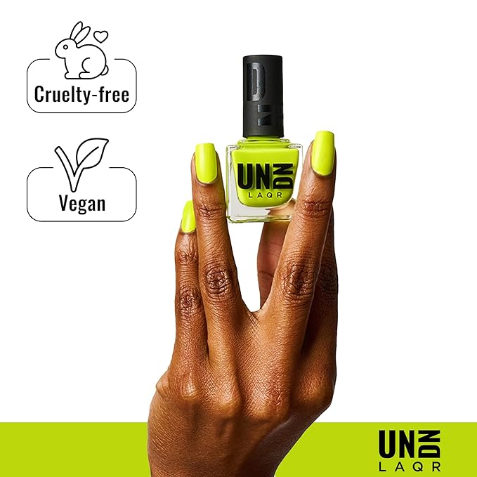 UNDN Vegan Nail Polish - Electric Washed - Jelly Lime Green Nail Polish for Women and Men - Long Lasting, Cruelty Free - 0.5 oz