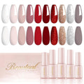 Beautpal Red Gel Nail Polish Set 10PCS Nude Red Sparkle Burgundy White Nude Champagne Sliver Gel Polish kit Soak Off Nail Art Design Manicure Gifts For Women Girls 7ml