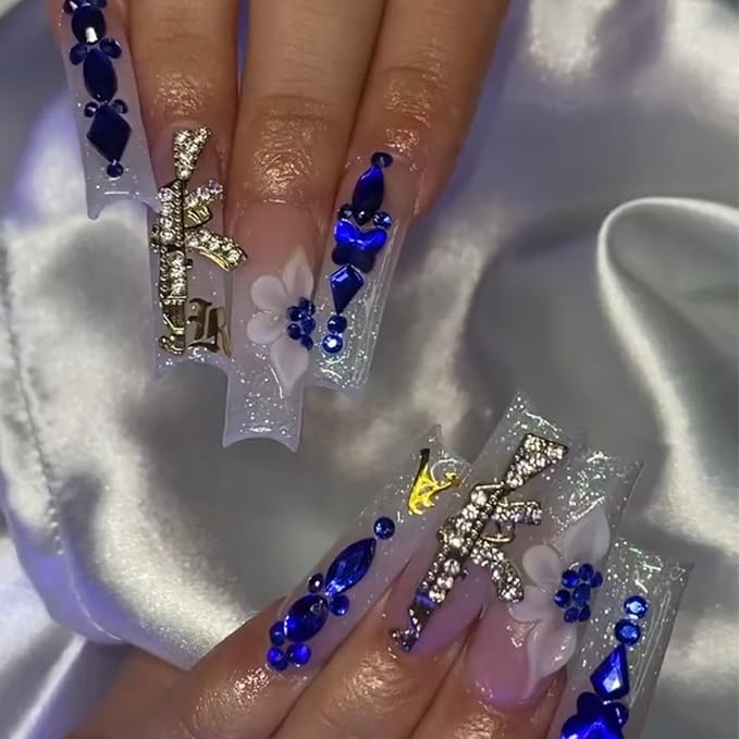 30PCS Gun Nail Charms for Acrylic Nails,Gold Silver Alloy Nail Art Decoration, Nail Stones Nail Jewels Accessories for Nail Art Supplies Manicure Craft DIY