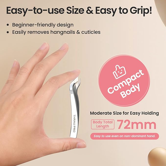 THRAU Mini Cuticle Trimmer Tweezers, Professional Cuticle Nippers Cutter for Manicure and Pedicure, Stainless Steel Precise Nail Clippers Scissors