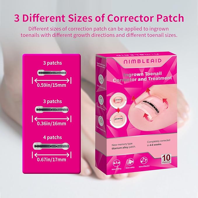 Titanium Alloy Ingrown Toenail Treatment & Corrector Kit - 3 Sizes Corrector for Men & Women Various Nail Sizes & Foot Types,Ingrown Toenail Removal Tool (10 Count-Small Size)