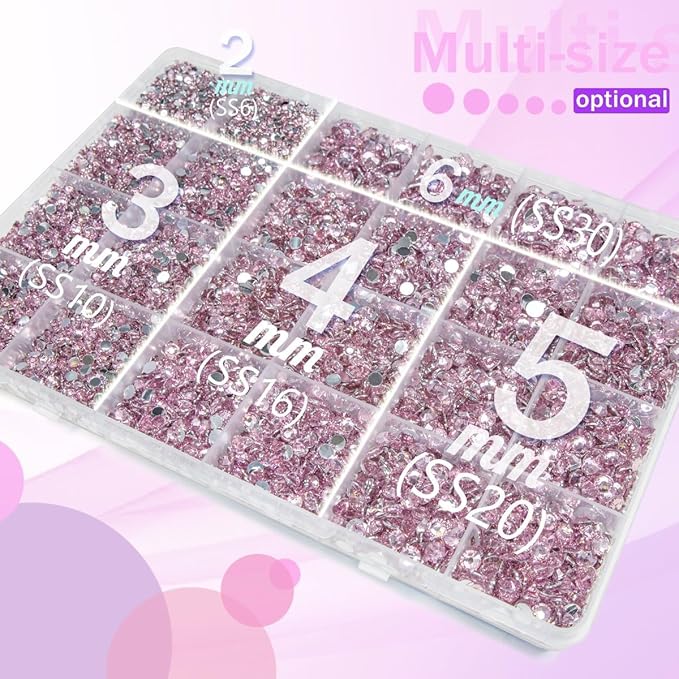 Light Pink Crystal Resin Rhinestones w B7000 Glue for Bedazzling Crafting 2mm-6mm Flatback Stones Diamonds Crystals Gems Bedazzler Kit Charms for Nails Face Eye Makeup Tumblers Bottles Crafts