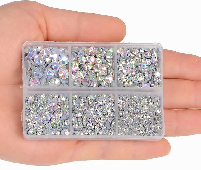 4000pcs Hot Fix Round Crystals Gems Glass Stones Hotfix Flat Back Rhinestones (Crystal AB)