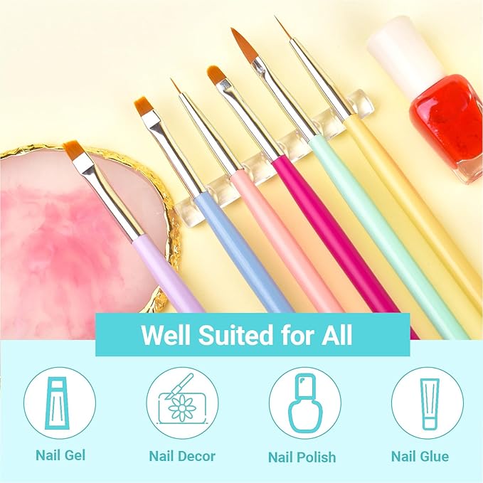 Resin Nail Art Palette with 6 PCS Nail Art Brushes,Nail Polish Mixing Palette Nail Design Brush Sets, Professional Nail Art Tools for Drawing Painting 3D Design Salon & DIY Use