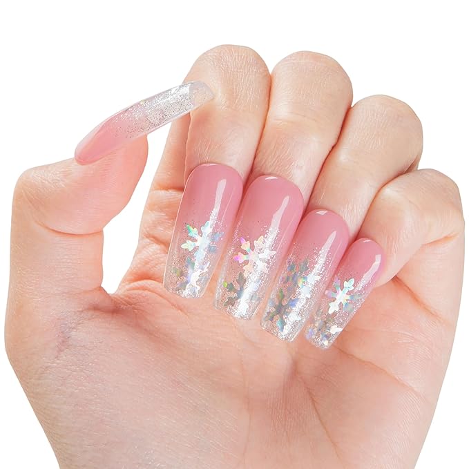 LOVFUL Short Press on Nails Aurora | Handmade Acrylic Press ons| Reusable Fake False Nails | Square Classic Regular 1.3in | H688-L