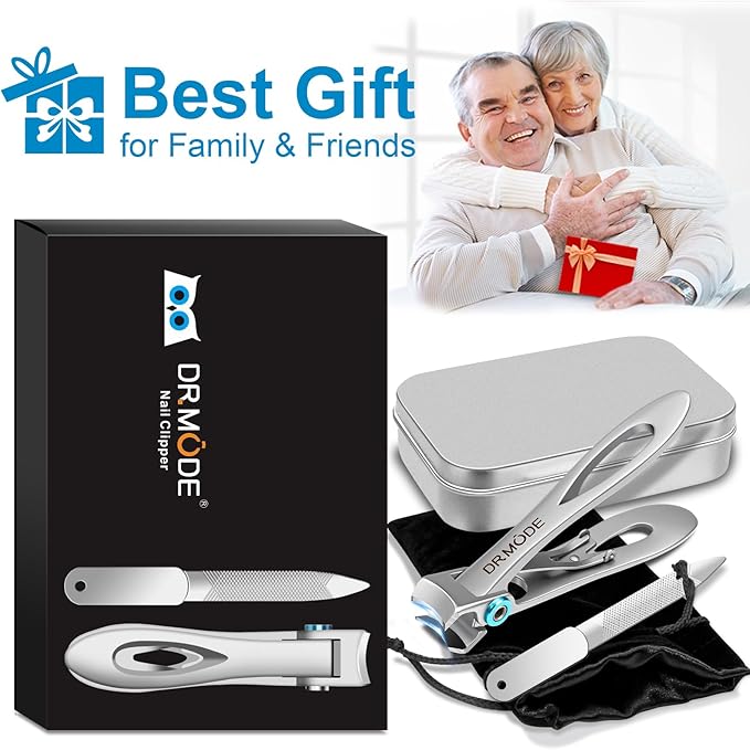 DRMODE Nail Clippers for Men Thick Nails - Large Toe Nail Clippers for Thick Nails for Senior with Wide Jaw Opening, Sharp Finger Nail Clippers Adult Cutter for Tough Nail