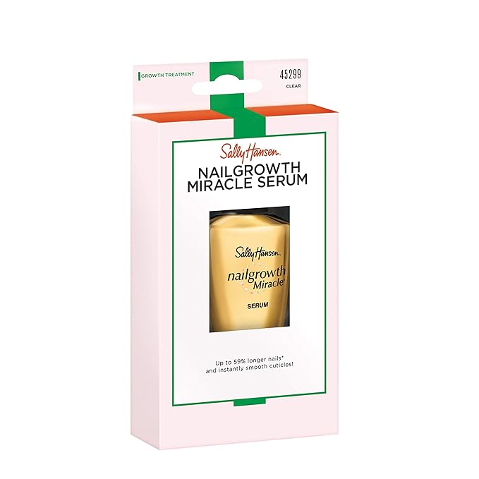 Sally Hansen Nail Treatment Nailgrowth Miracle® Nail Strengthener | Nail Serum with Biotin & Peptides | Strengthens, Protects & Promotes Growth | Clear Nail Polish
