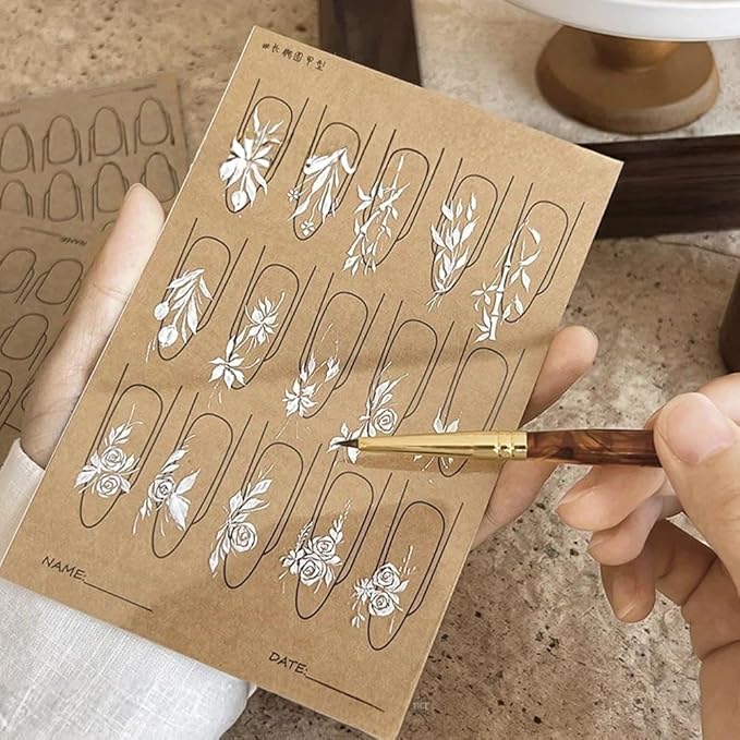 Nail Art Practice Paper Cardboard,Blank Nail Art Training Cards with Reusable Clear PVC Board,Nail Drawing Board for Home DIY Beginner Manicure Nail Swatches,12 Pieces