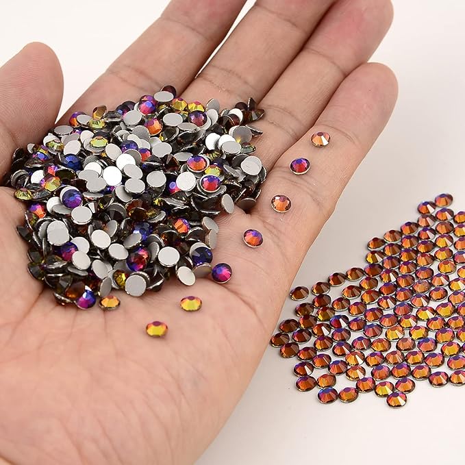 NCB Nancybeads 2000pcs Flatback Round Glass Nail Art Rhinestones Crystal for DIY Making Accessories Shoes, Clothes, Face Art, Bags, Manicure (Blue Volcanic, SS12 2000pcs)