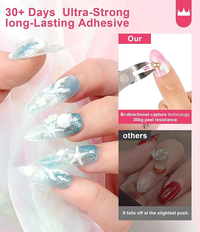 2Pcs 15g Pearl/Clear 3D Nail Gel No Wipe Craving 5D Embossed 3D Gel for Nails for Carving,Molding and Painting Nail Art Designs,Rhinestone Glue for Decoration