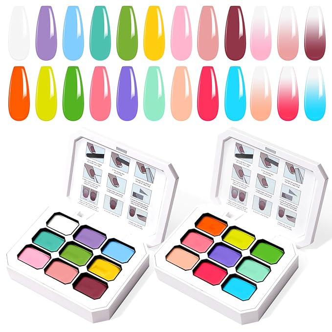 Gradient Painting Gel Set,18 Bright Color Ombre Gel Nail Polish Pigment Pat No-wipe Silky Texture Highly Saturated French Manicure Soak of UV/Led Home Salon DIY Art G&O