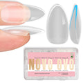NOVO OVO Medium Almond Nail Tips Extra Thick Press on No C Curve, Soft Gel Natural Fake Nail Extension, Full Cover Clear False Nails for Acrylic, French Manicure Salon DIY x 14 Sizes 224 pcs