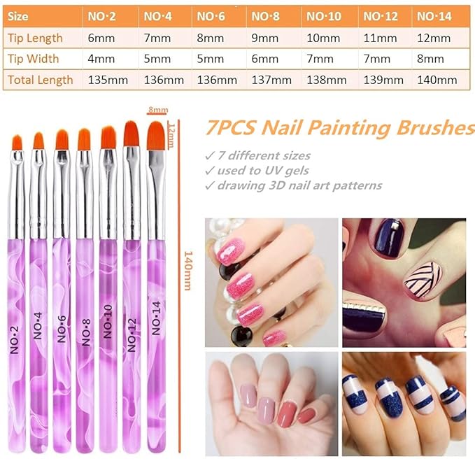 12Pcs Nail Dotting Tools Set, 5 Pcs Double-end Nail Dotting Pen and 7 Pcs Nail Art Painting Brushes