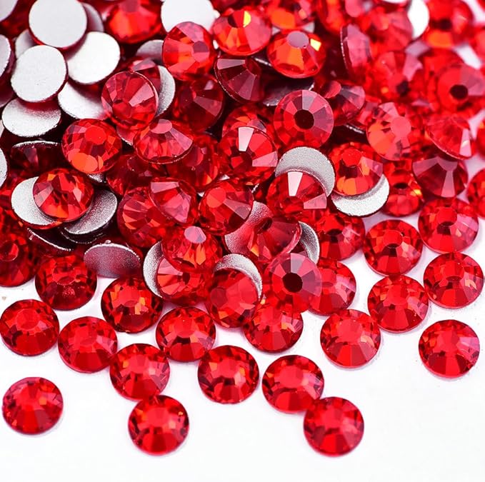 Blinginbox Lt.siam Flatback Rhinestones for Bedazzling Round Glass Gems for Nails Art and Crafts 2880pieces Mixed SS6-20,0.07-0.18inches