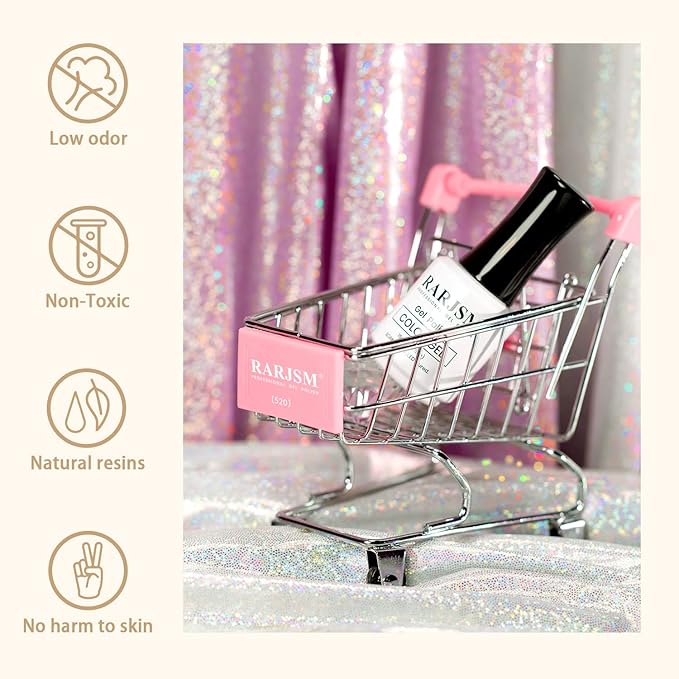 RARJSM Champagne Gold Glitter Gel Nail Polish Sparkly Iridescent Rainbow Shimmer Holographic Gelpolish Soak off L e d U V Curing Required High Pigments Gel for Home Salon Manicure Nail Art 15ml