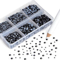 NCB Hotfix Iron on 8000pcs Crystal Rhinestones Round Gem for Crafts Decoration DIY Jewelry Making with a Picking Pen (Black, 6Sizes SS3-SS12)