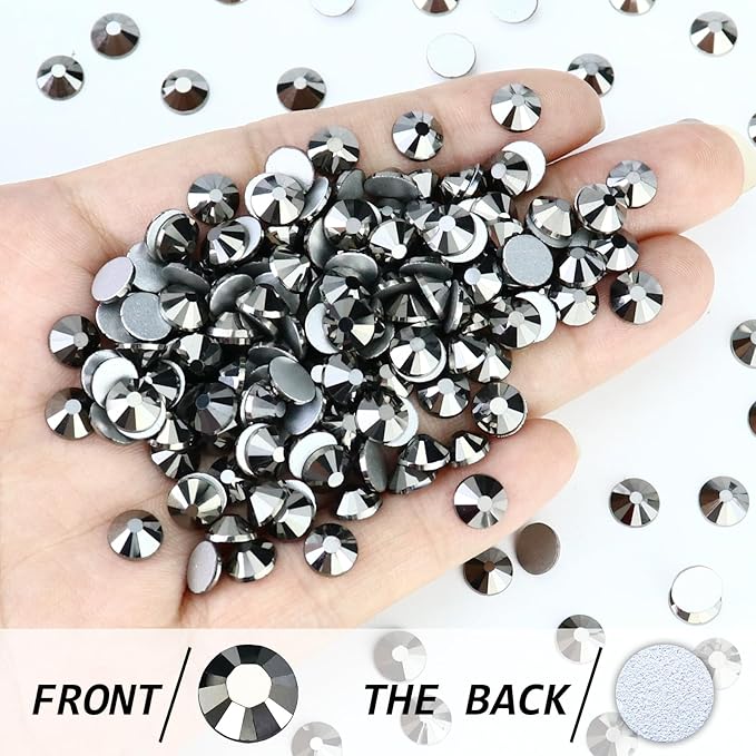 1440PCS SS10 Flatback Crystal Rhinestones Round Gems for Nail Art and Craft Clothes Glue Fix, Mine Ash (2.7-2.8mm)