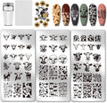 PH PandaHall 3pcs Cow-Theme Nail Stamping Plates 56 Patterns Cow Spots Nail Art Stencils Cute Animal Manicure Art Templates Leopard Nails Image Plates for Women Manicures Design Printing Supplies
