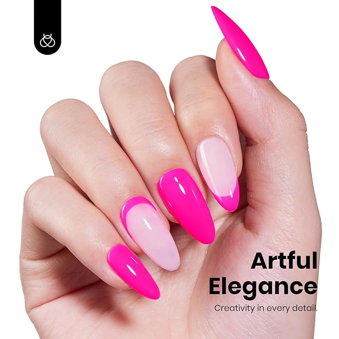 Beetles Pink Gel Nail Polish - Neon Whispers Hot Pink Gel Polish Hema Free, 8ML/0.27Fl Oz Soak Off UV LED Lamp Nail Art, Long-Lasting Manicure Salon DIY Home Spring Nails - Gifts for Her