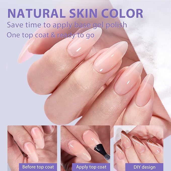 BTArtbox Almond Press On Nails - Soft Gel Nail Tips Medium XCOATTIPS Natural with Base Color, Stronger Adhesion, Nude Pre-shaped Ultra Fit Fake Nails for Women Gift