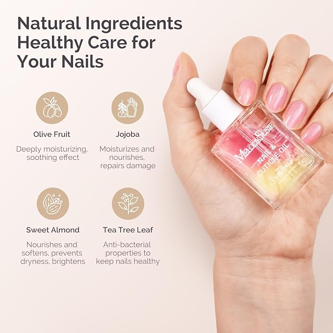 MelodySusie 15ML Cuticle Oil,Nail Strengthener with Jojobal & Vitamin E,Nail Growth that Repairs Cuticles & Promotes,Moisturizes & Conditions Dry Skin,Rose