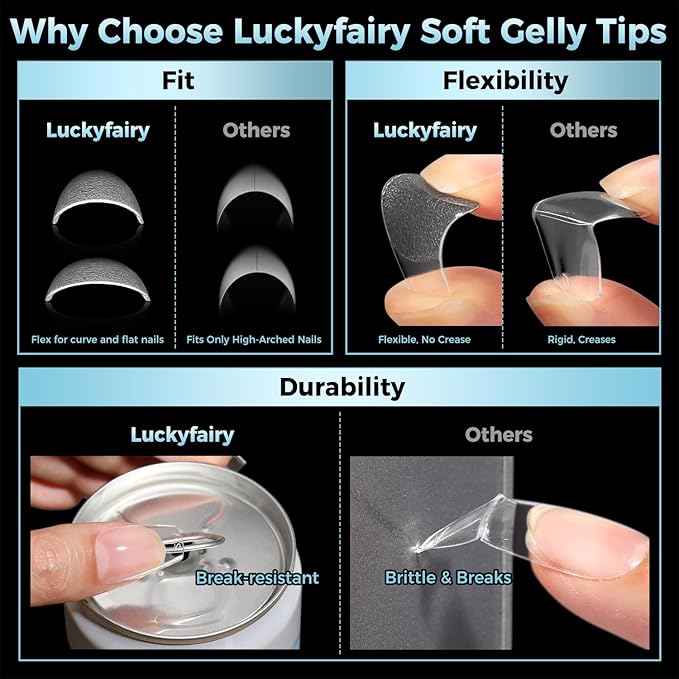 Short Coffin Nails Tips: Soft Gel Pre-Shaped Acrylic Nail Tips Coffin 360pcs Fake Nails Half Matte Full Cover Clear Press on False Acrylic Nails for Nail Extension Home DIY 12 Sizes