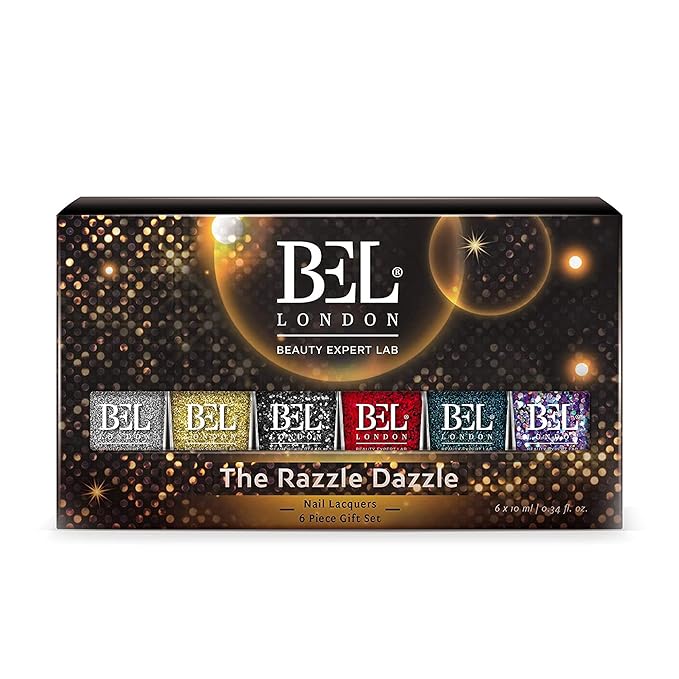 BL Razzle Dazzle Luxury 6 Pack Multi Glitter Nail Polish Set- The Queen Of Deluxe- The Perfect Set For The Perfect Stylish Manicure- A Professional Quality Quick Dry Set For True Connoisseurs