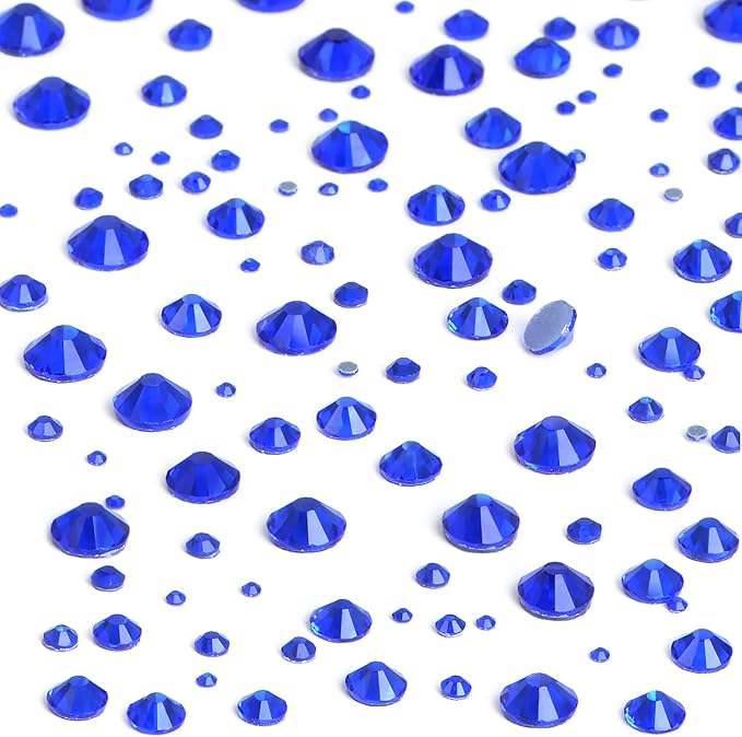 NCB Hotfix Iron on 8000pcs Crystal Rhinestones Round Gem for Crafts Decoration DIY Jewelry Making with a Tweezers and 2 Picking pens (Sapphire, 6Sizes SS4-SS30)