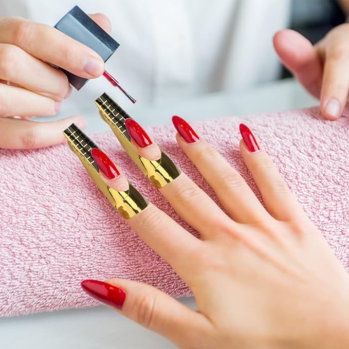 G2PLUS Nail Forms for Gel Builder, 500PCS Nail Extension Forms, Gold Rectangular Nail Forms for Acrylic Nails, Reusable Tip Shape Guide Stickers for DIY and Home Use Salon Supplies