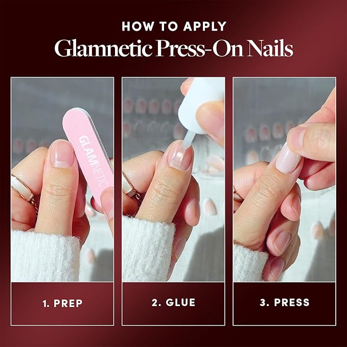Glamnetic Press On Nails x Harry Potter™ - Unicorn Blood | Short Almond Fake Nails with Silver Chrome & 3D Swirl Design, Salon Quality Officially Licensed | 15 Sizes - 30 Nail Kit with Glue