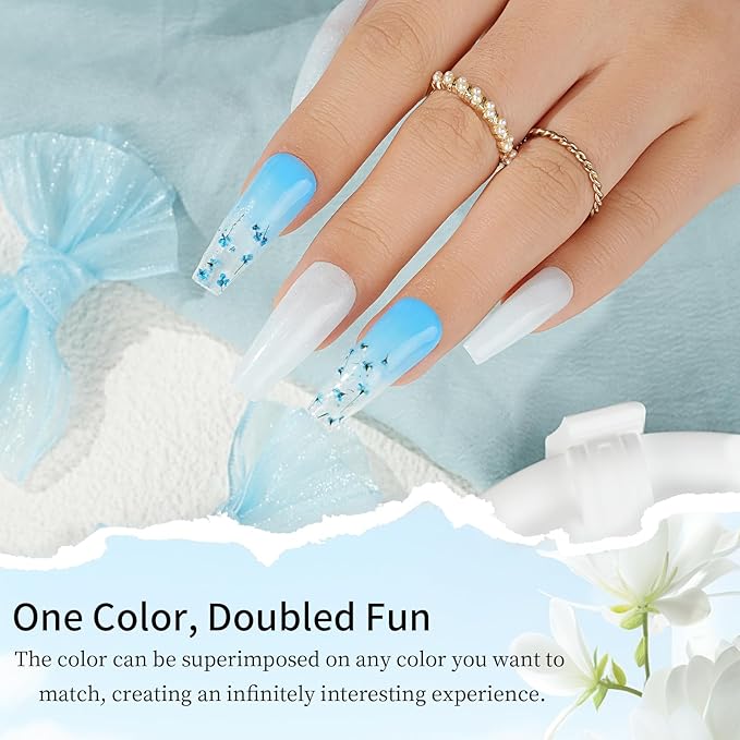 Dip Powder Nail Transparent Crystal Dried Flower Set, 6 Colors Dipping Powder Kit With Base & Top Coat/Activator/Brush Saver, Nail Art Manicure Salon DIY for Daily at Home Party Gifts for Women