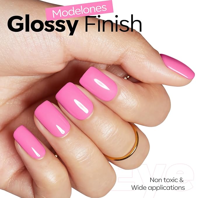 modelones Pink Gel Nail Polish Hot Pink Nail Polish Pastel Gel Polish Rosy Gel Polish Summer Nails Manicure 15 ML