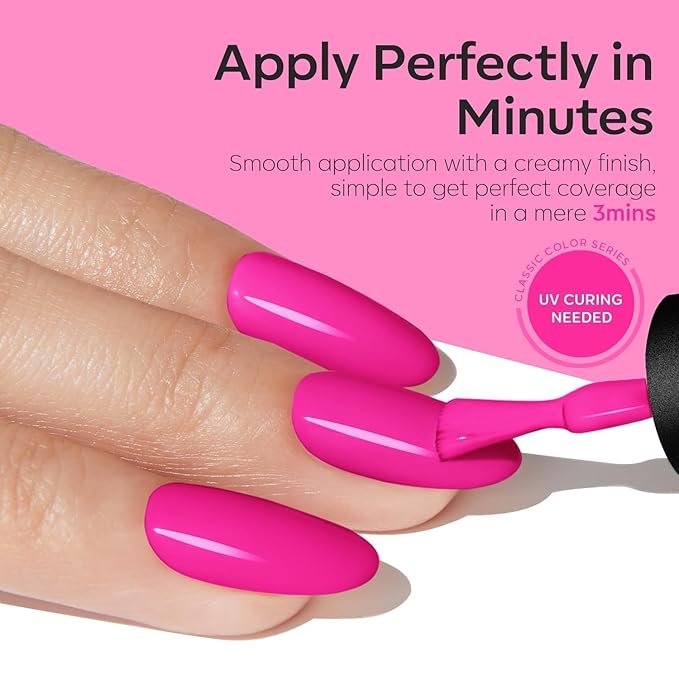 modelones Pink Gel Polish Hot Pink Gel Nail Polish Soak Off Led Neon Pink Polish Nail Art Design Salon DIY Gel Manicure for Women Girl 15 ML