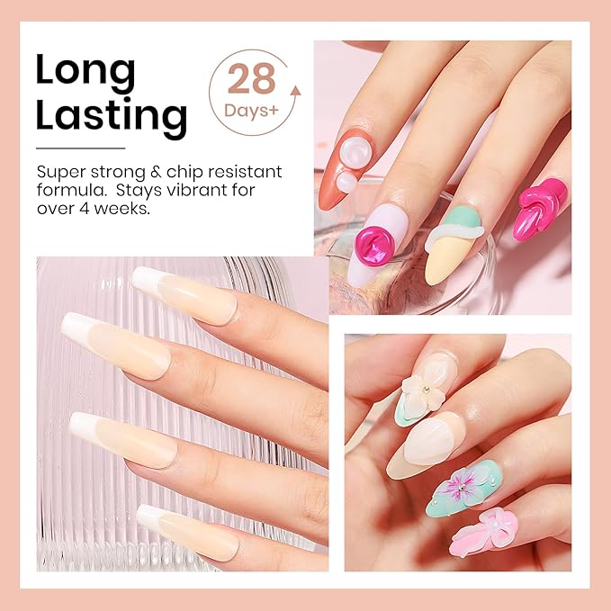 MIZHSE 100g Milky White Solid Builder Gel for Nails, Large Capacity Hard Builder Gels Kit for Nails Sculpting for 3D Art Gel U V LED with 36pcs Dual Form, for Nail Salon Home DIY