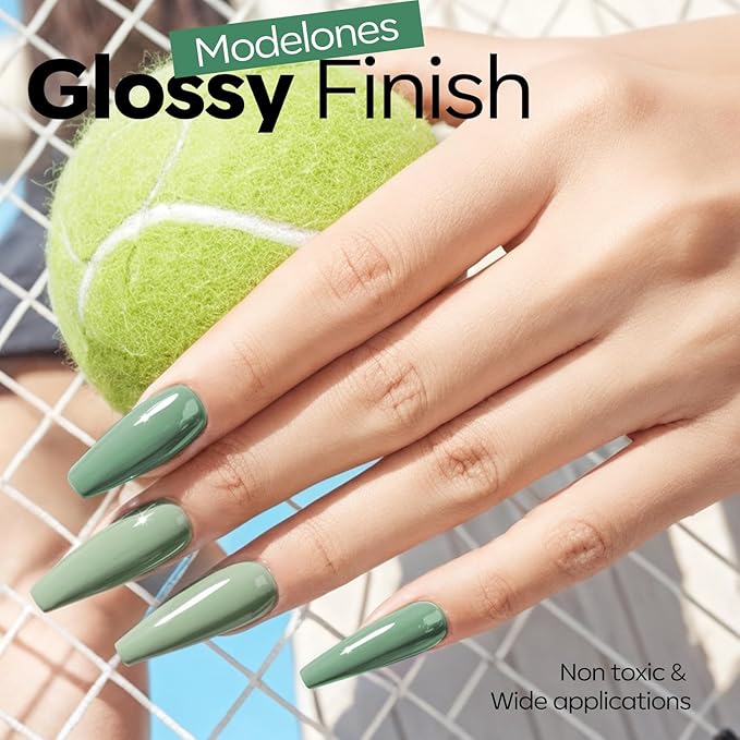 modelones Green Gel Nail Polish Sage Green Gel Polish Easter Nail Poish Soak Off Pastel U V Nail Design Salon DIY Manicure 15 ML