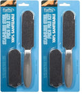 ForPro Stainless Steel Pedi File Kit - 100% Sanitizable Pedicure File for Heels and Feet - Includes Six Black 80 Grit and Six White 180 Grit Refill Strips- 8.5” L (Pack of 2)