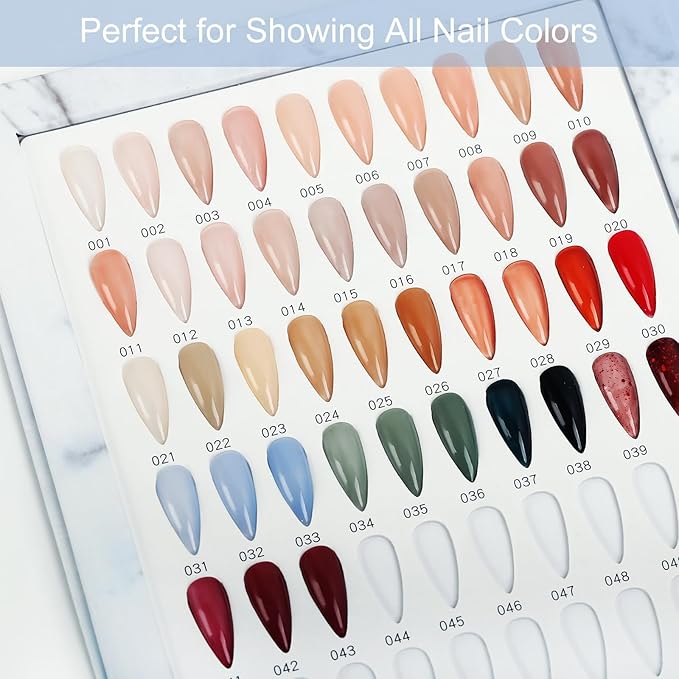160 Nail Color Book,with 240 Flase Tips & 1-200 Number Sticker Labels,Professional Nail Color Swatches Book for Polish UV Gel(White)