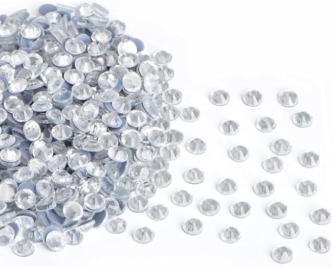 2880 Pieces SS12 Clear Crystal Hotfix Rhinestones Flatback Round Crystal Glass Rhinestones Gems for Crafts Nail Face Art Clothes Shoes Bags DIY