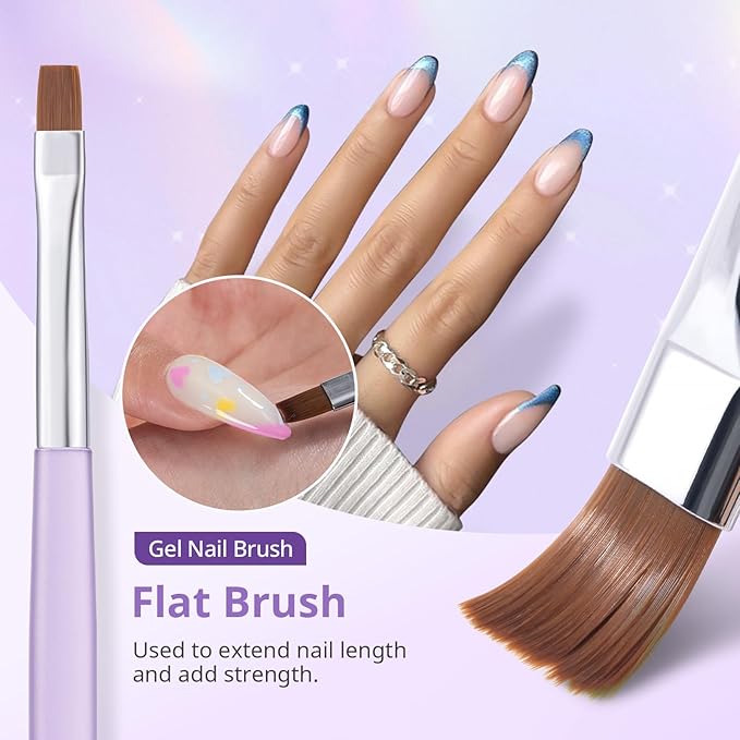 AIRSEE Nail Art Clean Up Brushes, 3 PCS Flat/Oval/Fine Angled Gel Nail Brush for Cleaning Polish Mistake on the Cuticles, Painting Brushes, Art Design DIY Tools, Purple