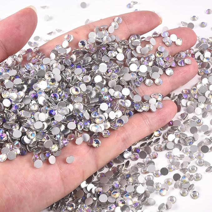 Blinginbox 1440Pieces SS10/2.7-2.9mm Flat Back Crystal Rhinestones Round Gems for Nail Art,Moonlight