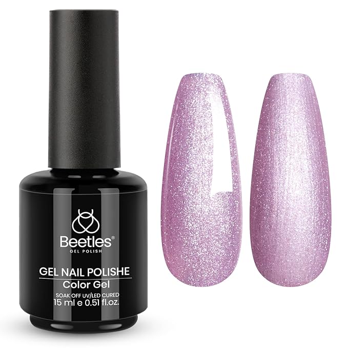 Beetles Glitter Gel Nail Polish - 15ml Spring Summer Gel Polish Light Purple Lilac Bloom Colors Soak Off UV LED for DIY Salon Home Manicures Easter Gift for Women Girls