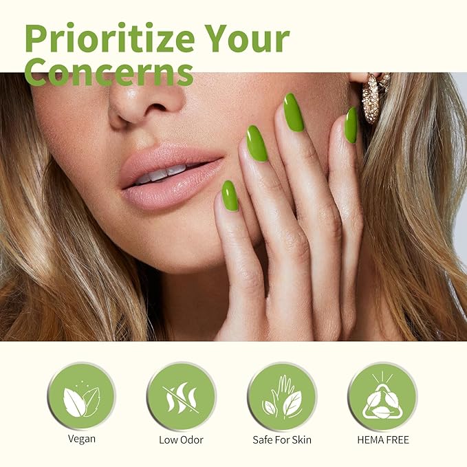 CANNI Green Gel Nail Polish, 1Pcs Pastel Lime Sage Light Green Gel Polish Bringt Mint Color High Gloss Soak Off U V French Nail Manicure Salon DIY