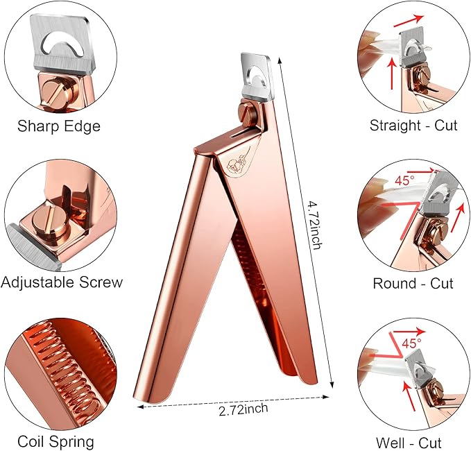 Mudder Acrylic Nail Clippers Kit False Nails Tips Cutter Professional Cuticle Trimmer Nipper Cutter Pusher Remover Stainless Steel Manicure Pedicure Art Tools Set Salon Home(Rose Gold)