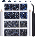 NCB Hotfix Iron on 8000pcs Crystal Rhinestones Round Gem for Crafts Decoration DIY Jewelry Making with a Tweezers and 2 Picking pens (Montana, 6Sizes SS4-SS30)