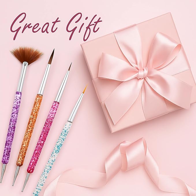 8Pcs Nail Art Brush Set – French Liner, Dotting Pens, Detailing Brushes for Acrylic, Gel & Poly Gel Nails – Perfect for DIY & Salon Use, Nail Design & Extension Tools