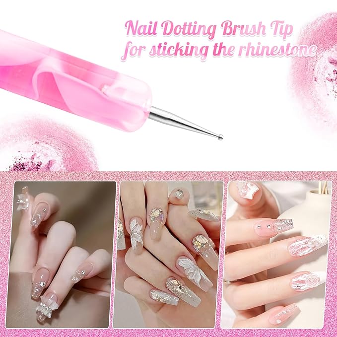 French Manicure 2-Way Nail Art Brush with Dotting Tool - Peach, 10#