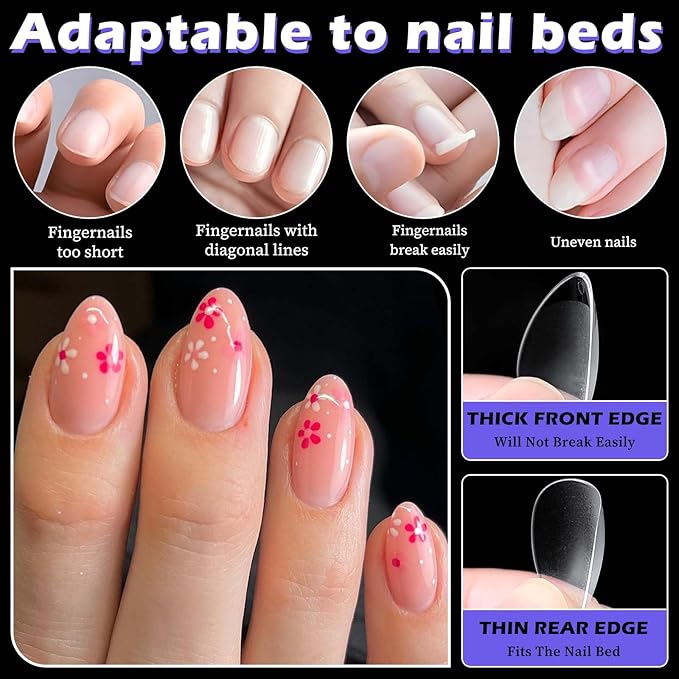 240pc Extra Short Gel Nail Tips Almond Fake Nails Clear Press ons Nail, XS Short Almond Nails Tips Acrylic Nails Extension Soft Gel Nails Tip Full Cover False Nail Clear Artficial Fingernails