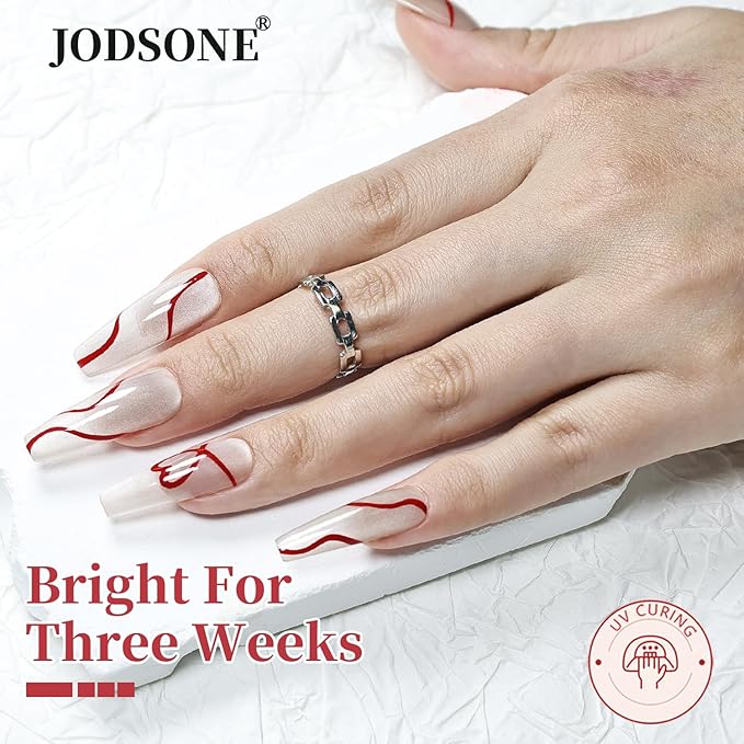 JODSONE Red Swirl Nail Art Liner Gel Polish,10ml Classic Color 3D Nail Art Pens Effect Nail Print Design with Thin Brush for French Tips Manicure Painting DIY at Home - LB03
