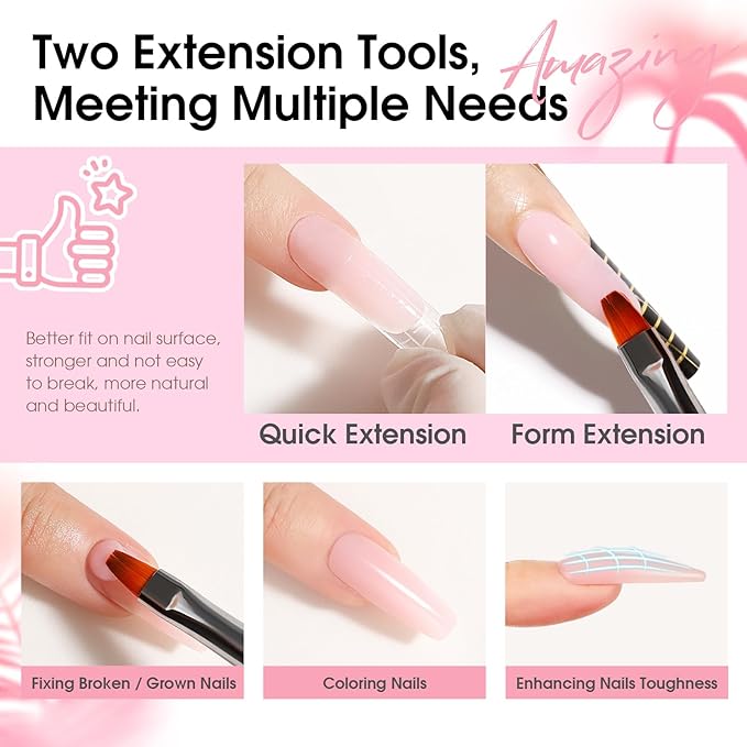 ROSALIND White Nude Brown Christmas Poly Nail Gel, 6 Colors 0.34 oz/10 ml Poly Extension Gel Nail Enhancement Builder for French Manicure Home Salon Design Need U V/LED Lamp Fall Colors